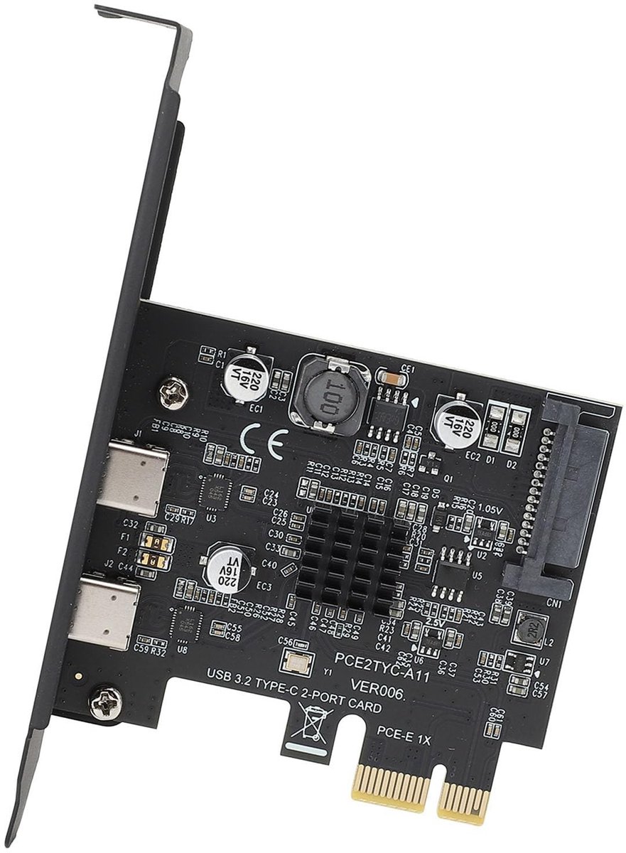 Dailygoods - Dailygoody - USB C PCI-kaart - PCIe Naar USB 3.2 Gen 2-kaart - Interne uitbreidingskaart - Hoge snelheid 10 Gbps - Geschikt voor gaming en dataoverdra