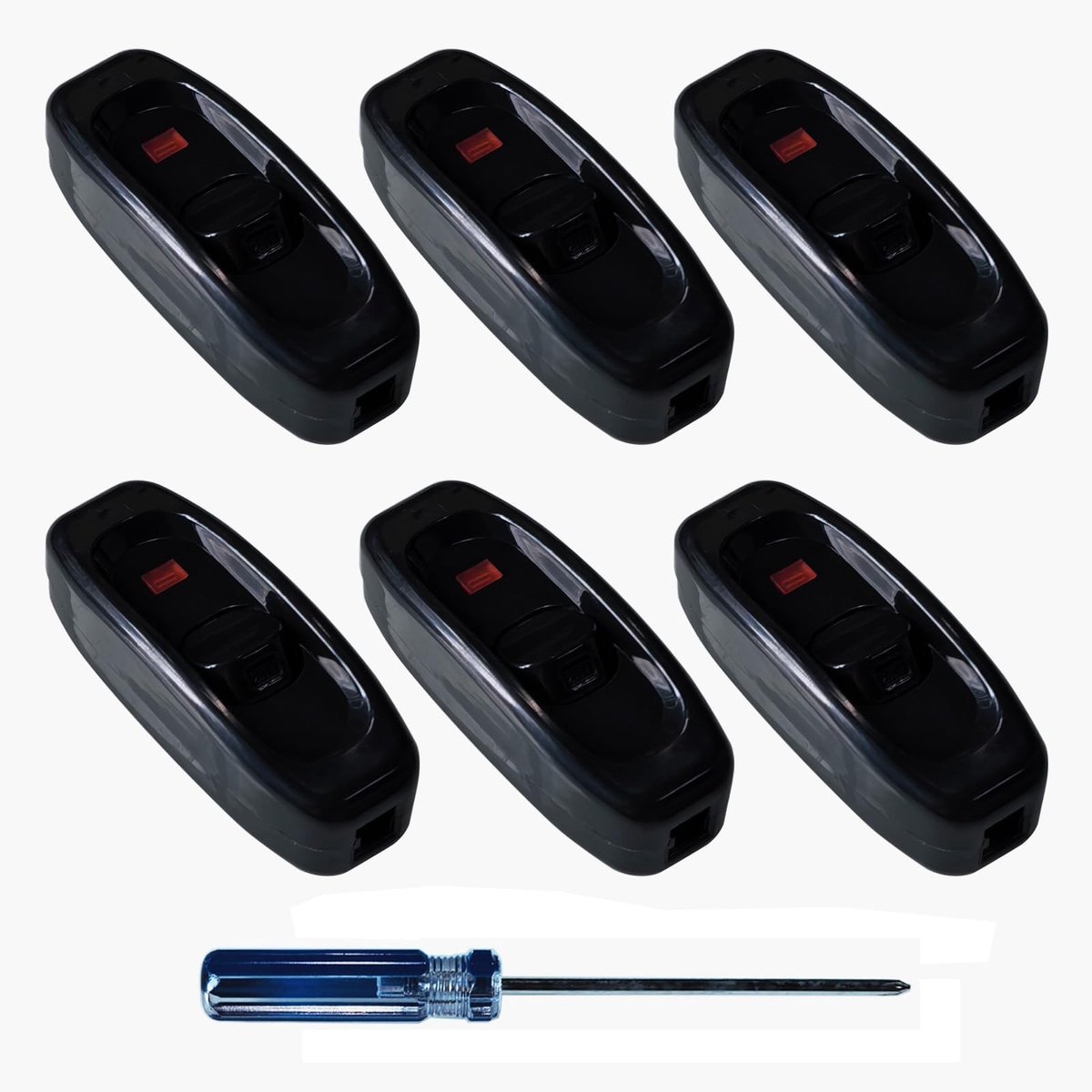 Dailygoods - 6 Stuks Snoerschakelaar met LED Indicatielampje
