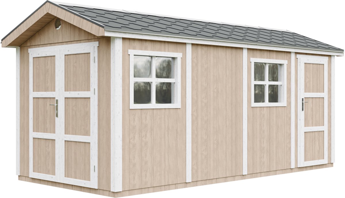 Timbela M915C-TERRA BROWN - LP SmartSide Tuinhuis op houtbasis - 11,47 m² - H252x250x530 cm - met vloer en verf