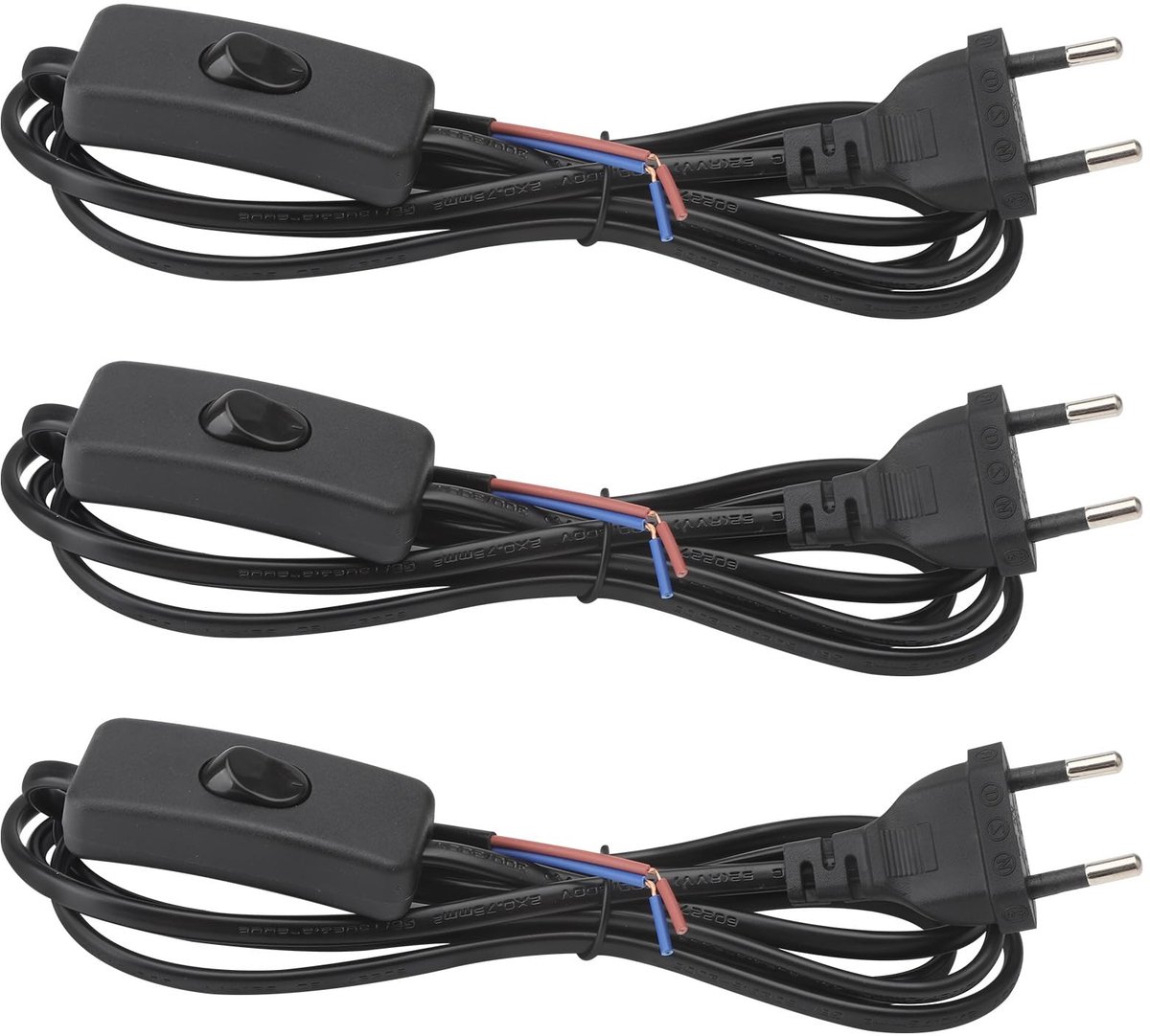 Dailygoods - Dailygoody - 1,8 m Kabel met Schakelaar - Voedingskabel voor Lampen - Hoogwaardige Aansluitkabel - Zwart - Netsnoer met Schakelaar - Geschikt voo