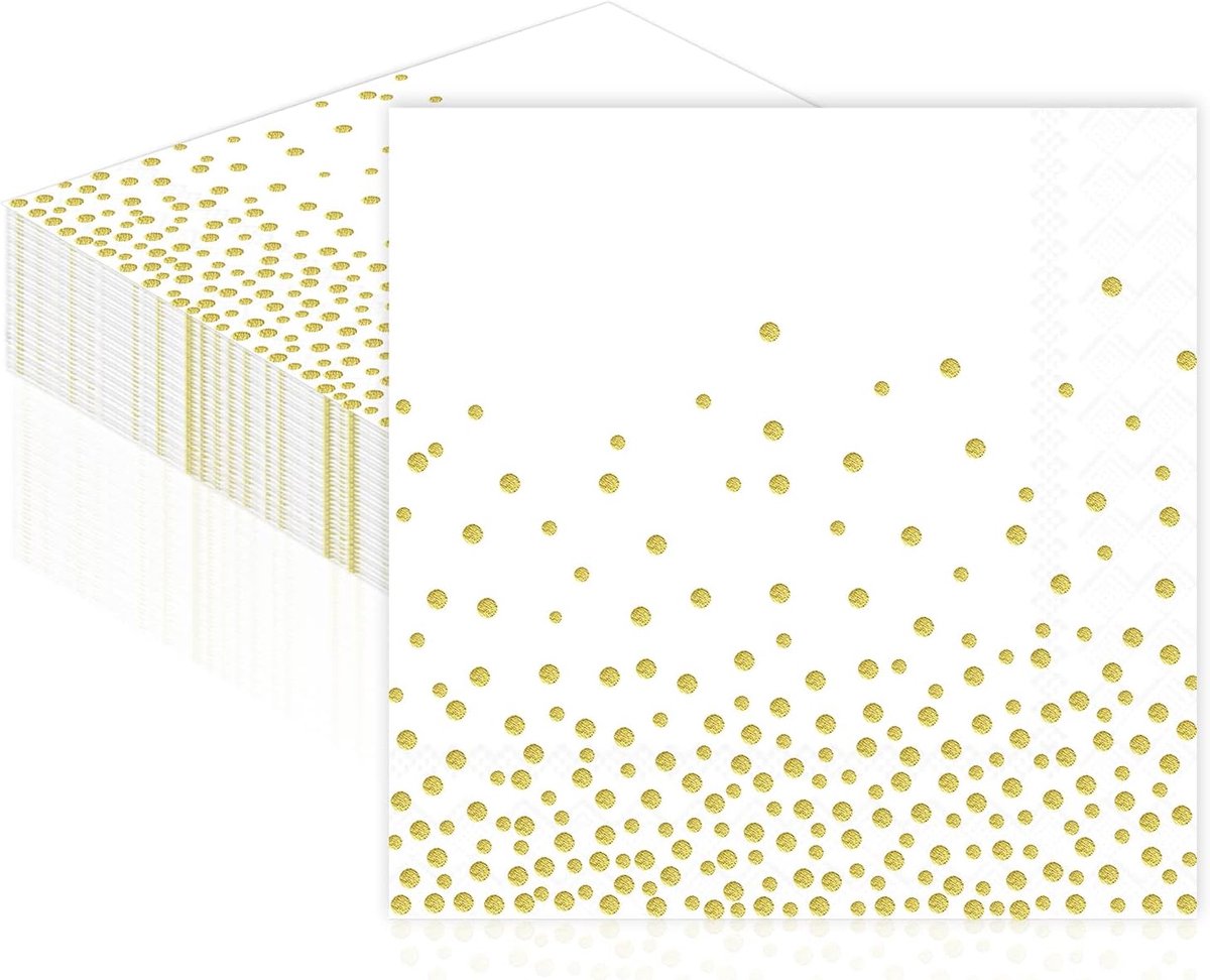 Servetten Papieren - Servetten - Tafel Servetten - Papier - Papieren Wegwerp Servetjes - Feestservetten - Voorjaar Servetten - Lunch/Diner Tafel Decoratie - 3 Laags - Wit en Goud - 33 x 33 cm - 20 Stuks - van Imperatoris