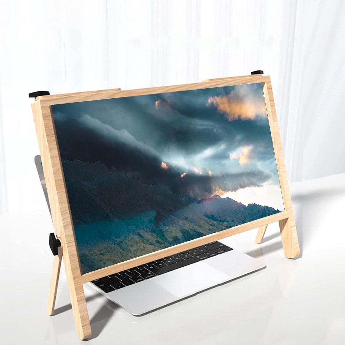 Schermvergroter - 3D HD Vergrootglas - Comfortabel Kijken - Verstelbare Hoeken - 21 inch - Houtkleur