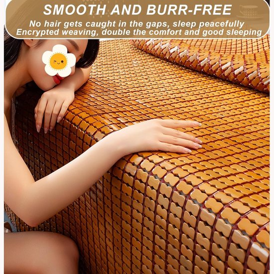 Bamboemat Textiel - Koelmat Zomer - Comfortabel Slapen - Hoog Ademend Vermogen - 80x190 cm - Natuurlijk — afbeelding 2