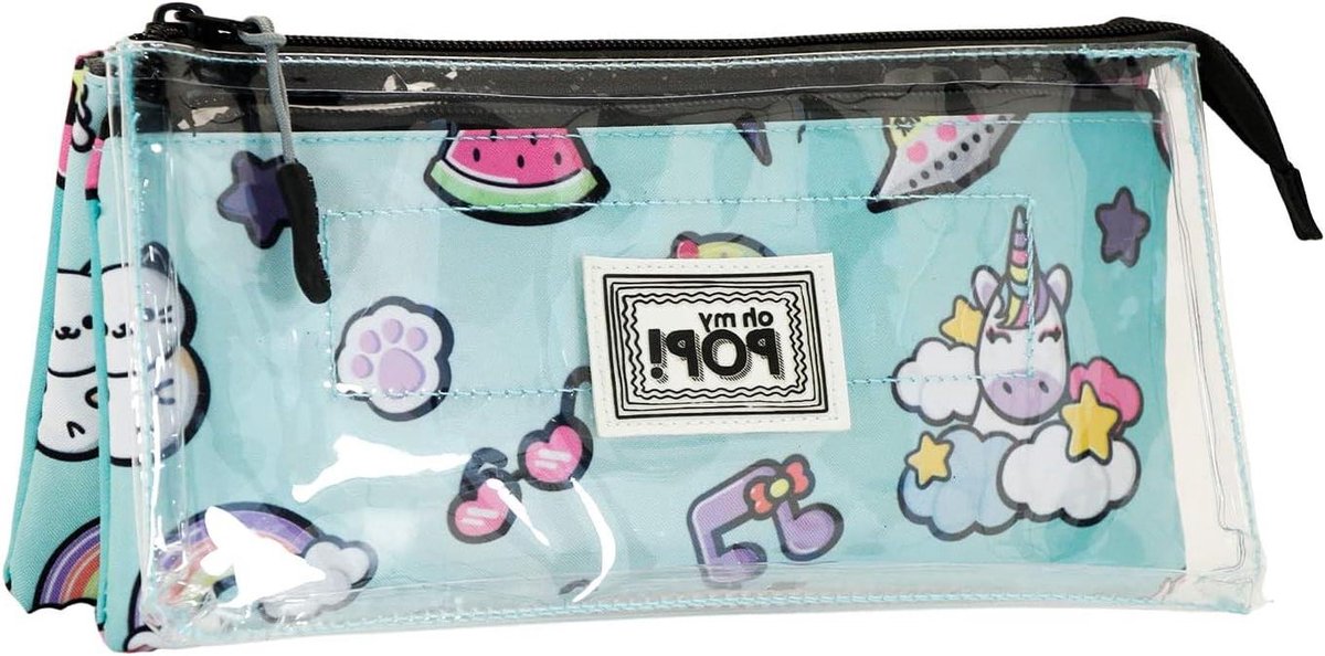 Drievoudig Pennenetui - Transparant Etui - Schoolbenodigdheden Opbergen - Drie Vakken - 11 x 23 x 7 cm - Multicolor