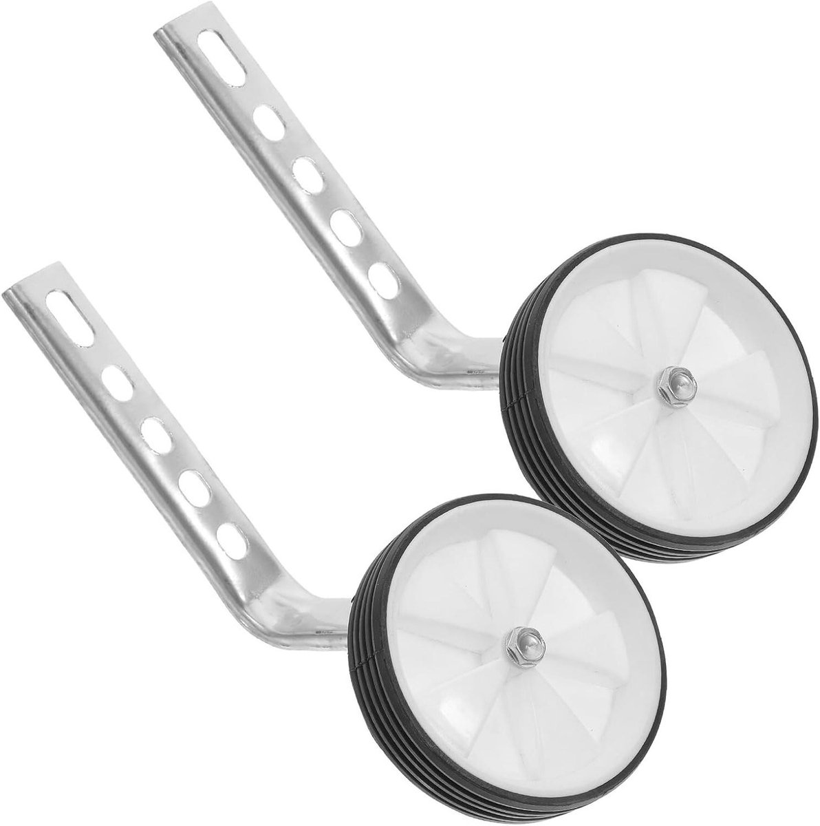 Kinder Hulpwielen - Fiets Stabilisatoren - Leren Fietsen - Stevig Stalen Frame - 11 cm Diameter - Wit
