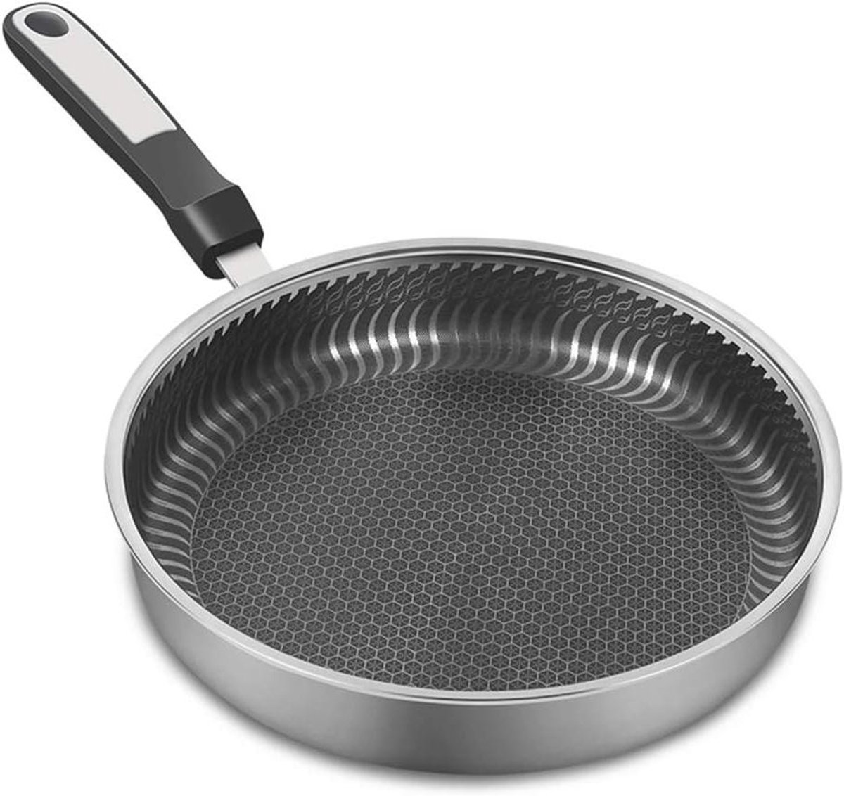 Koekenpan Honingraat Pan Gezond Koken Krasbestendig Ontwerp 40 x 30 cm Zilver