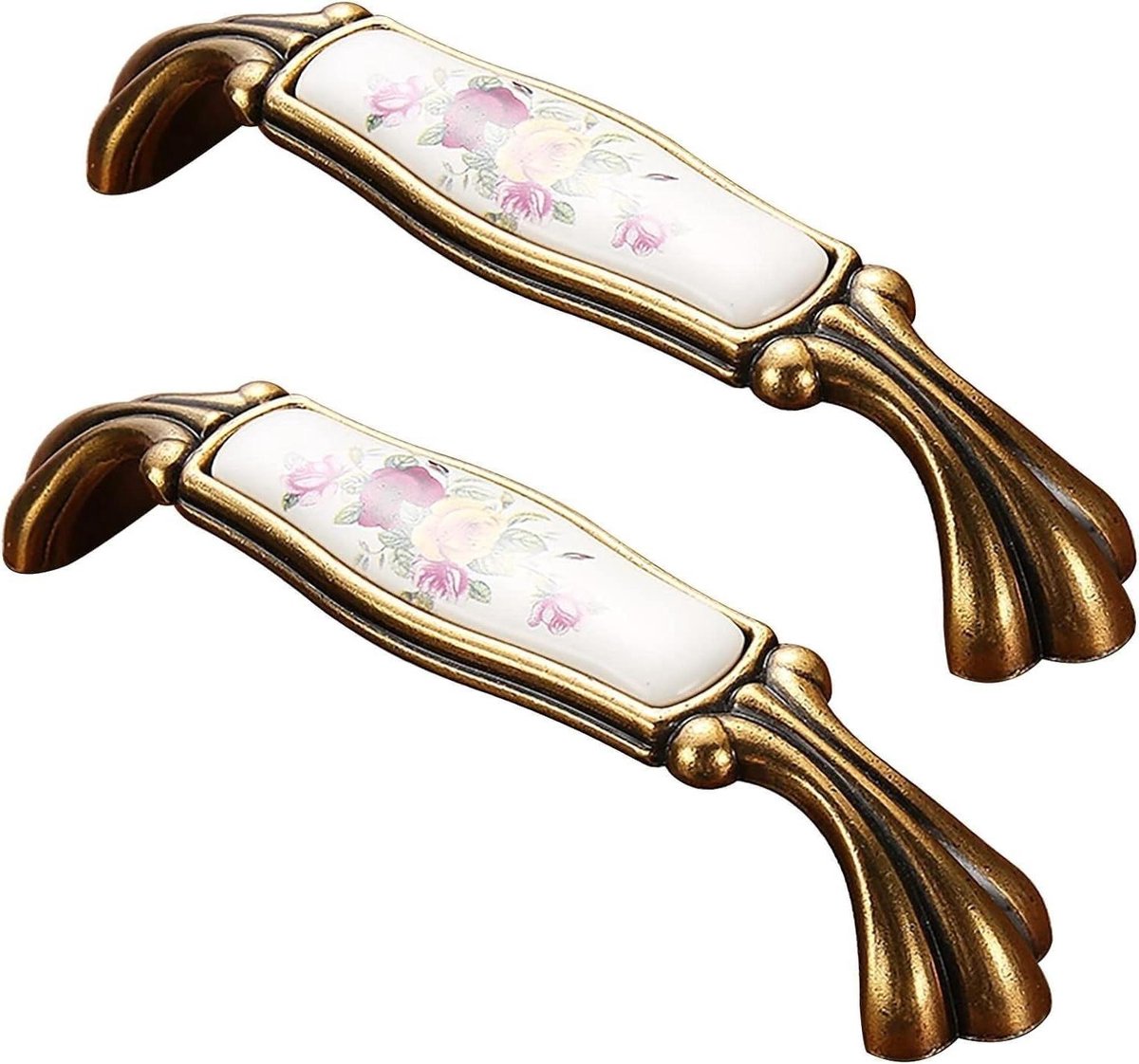 Vintage Deurklink - Antieke Handgrepen - Meubel Decoratie - Keramiek en Metaal - Gatafstan
