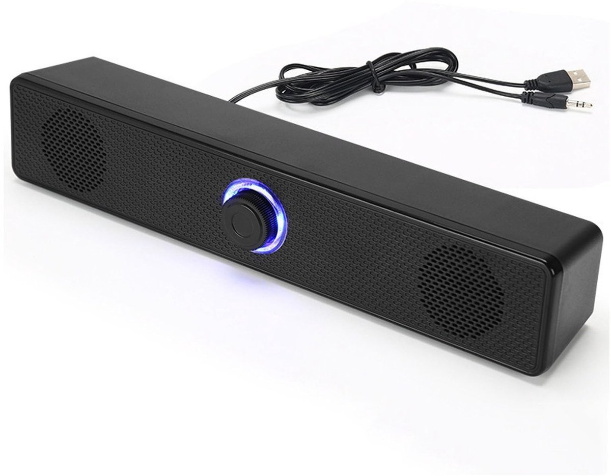 Innovra - Dailygoods - Dailygoody - USB-computerluidsprekers - Stereo-geluid - Draagbare mini-soundbar - 3,5 mm - Geschikt voor Desktop en Laptop - Compacte luidspreker