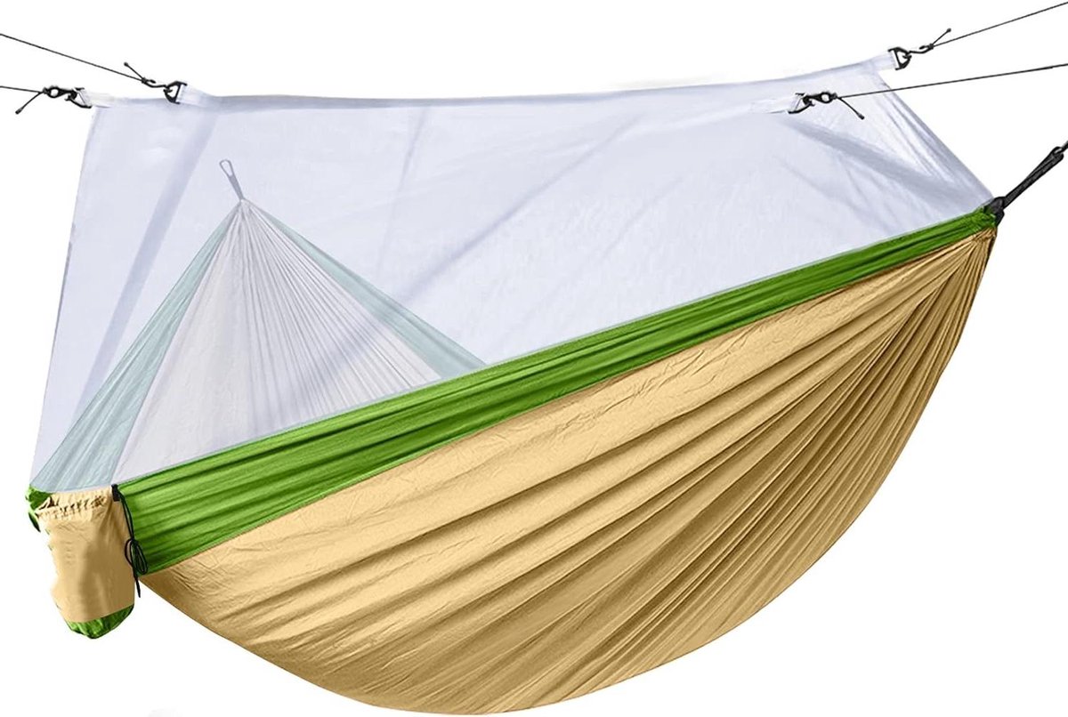 Hangmat met klamboe, dubbele hangmat schommelstoel voor volwassenen, hangmat schommel voor reizen/backpacken/wandelen/achtertuin/gazon