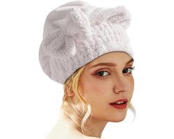 Haardroogkap | Zachte en absorberende sneldrogende haarplop met strikknoop | Handdoekkap voor het drogen van krullend, lang en dik haar, haaraccessoires, haarcadeau voor vrouwen Cenmoo