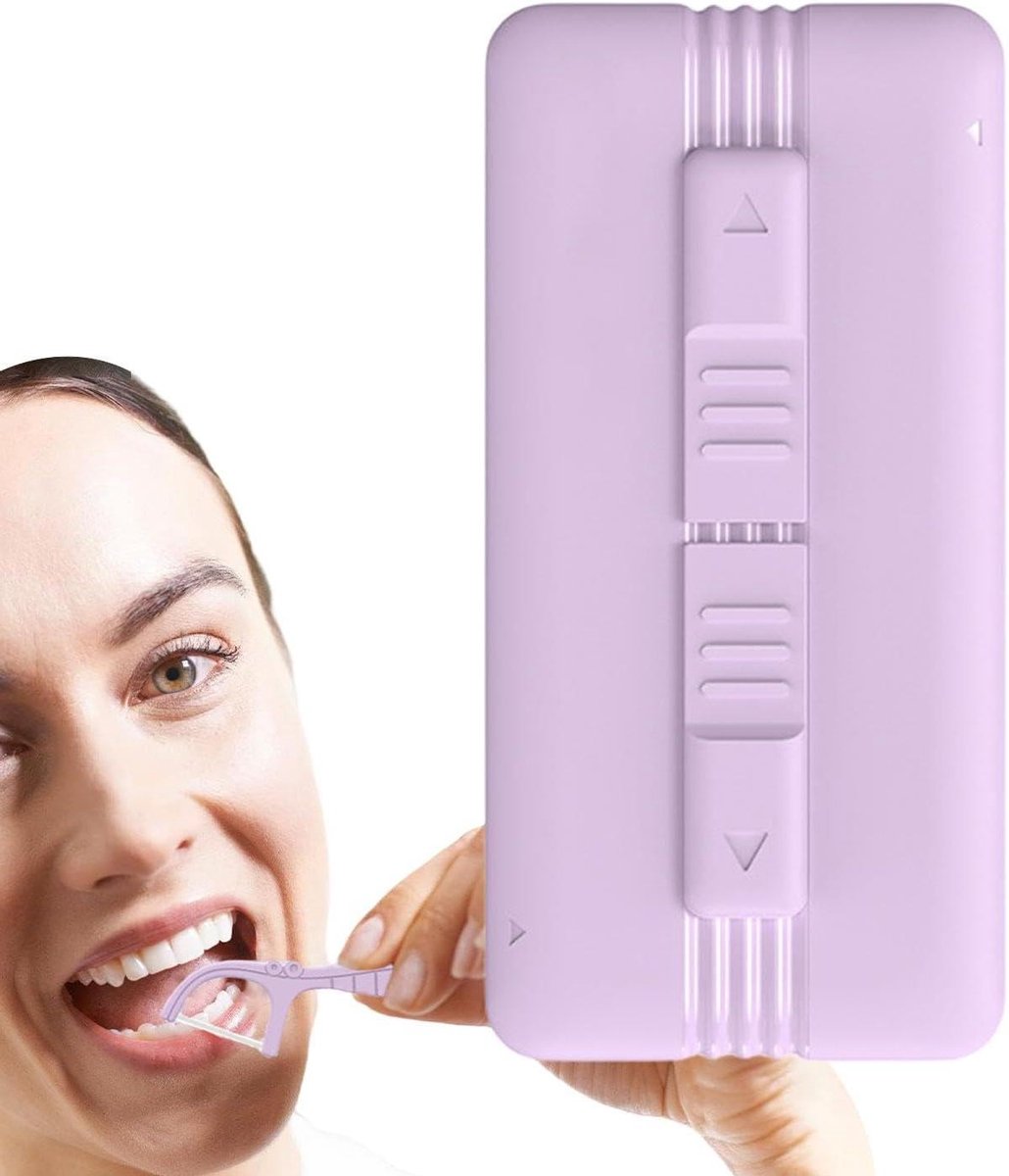 Tandflos Dispenser - Reis Flos Etui - Hygiënisch Mondverzorging - Magnetische Sluiting - Capaciteit 10 Stuks - Groen Paars