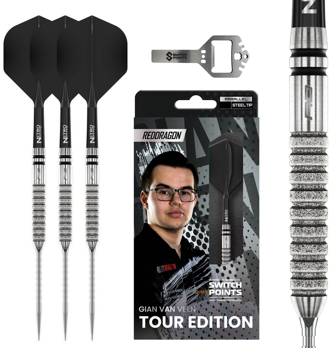 Red Dragon Gian van Veen Tour Edition Switch Point 90% - Dartpijlen