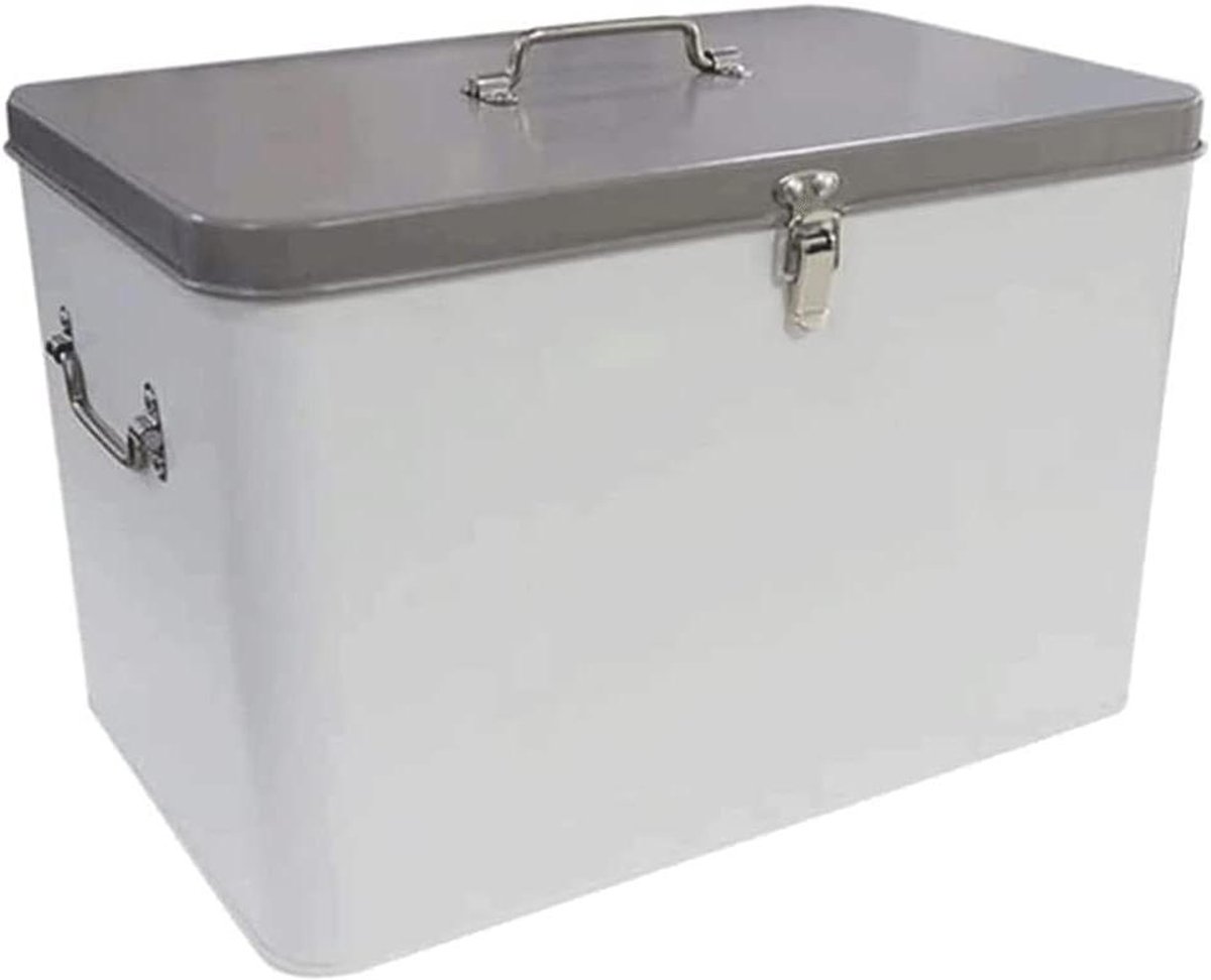 Broodtrommel Metaal - Broodbox Keuken - Brood Vers Houden - Grote Capaciteit - 128 Liter - Wit