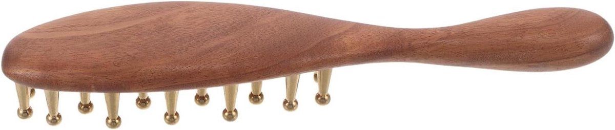 Houten Massage Tool - Gua Sha - Ontspanning Lichaam - Koperen Hoofd - 20 cm - Multicolor