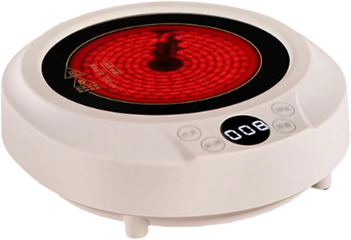 Elektrische Kookplaat - Mini Heater - Thee Zetten - Bionic Charcoal Fire - 110 mm Diameter - Wit