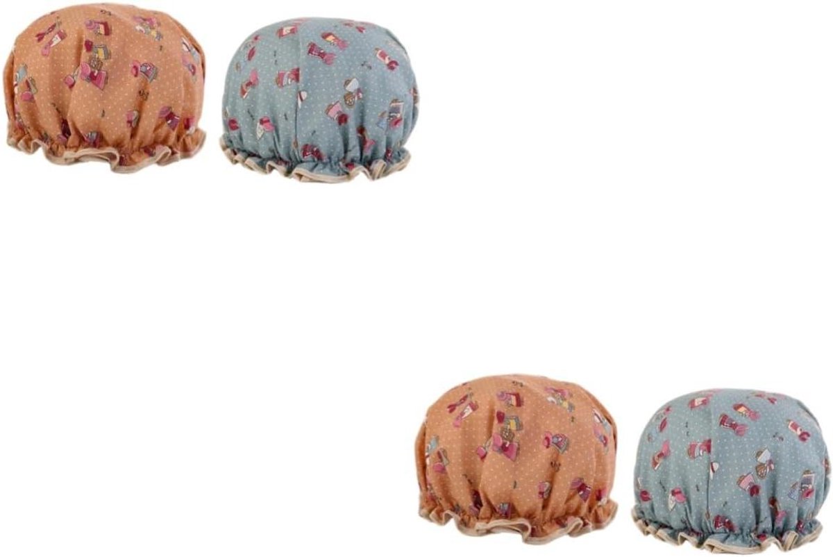 Douchemutsen Set - Haarhoezen - Haar Beschermen - Herbruikbaar En Zacht - 4 Stuks - Blauw Roze