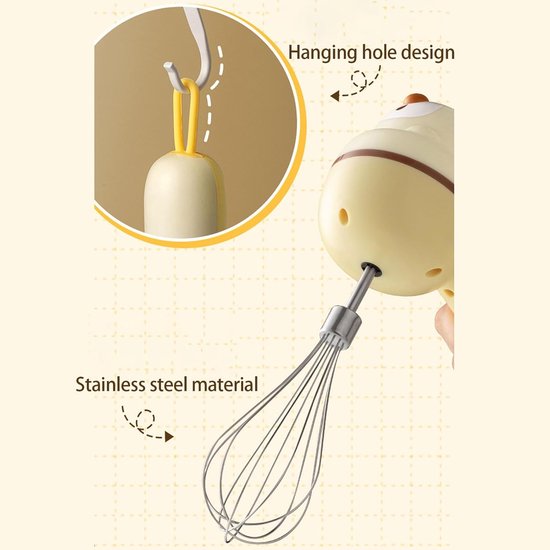 Elektrische Mixer - Handmixer USB - Koken Bakken - 3 Snelheden Instelbaar - 18 cm Steel - Zwart — afbeelding 3