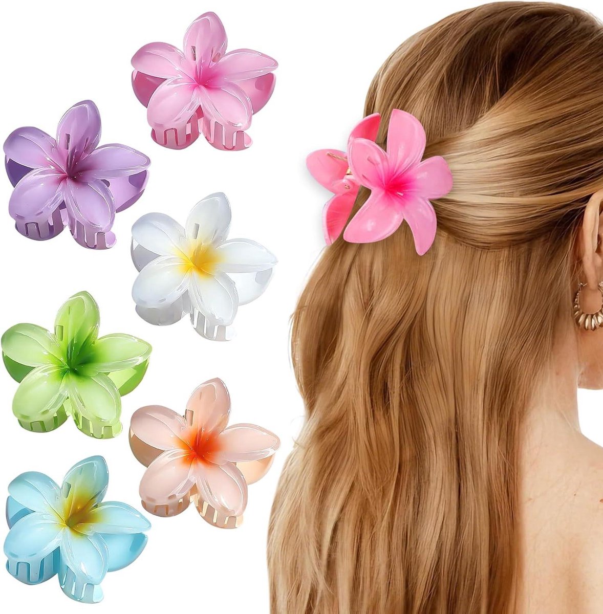 Haarspeld Bloem - Haarsieraad Set - Dagelijks Gebruik - Antislip Ontwerp - 6 Stuks - Helder