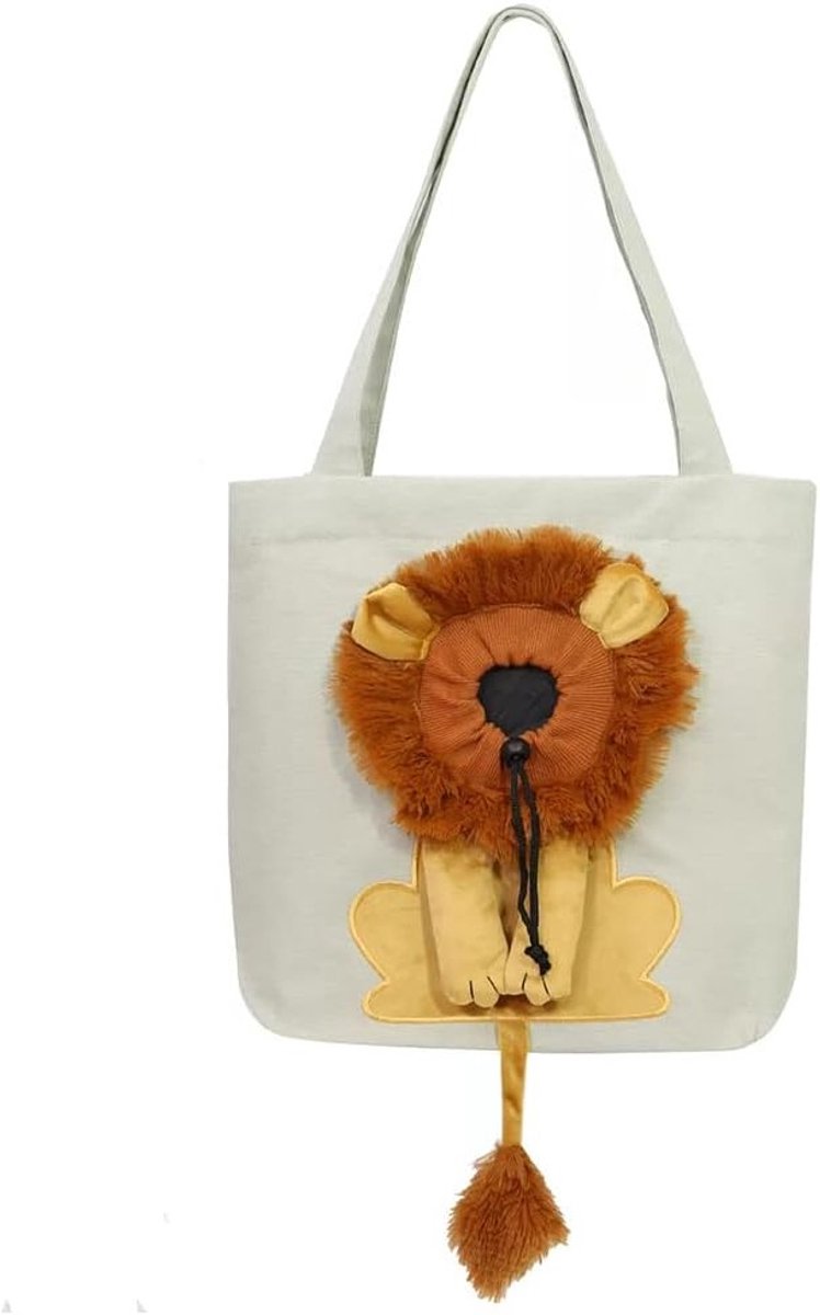 Draagtas voor huisdieren, leuke cartoonleeuw, opvouwbare schoudertas voor kleine honden en katten, multifunctioneel en kleurrijk