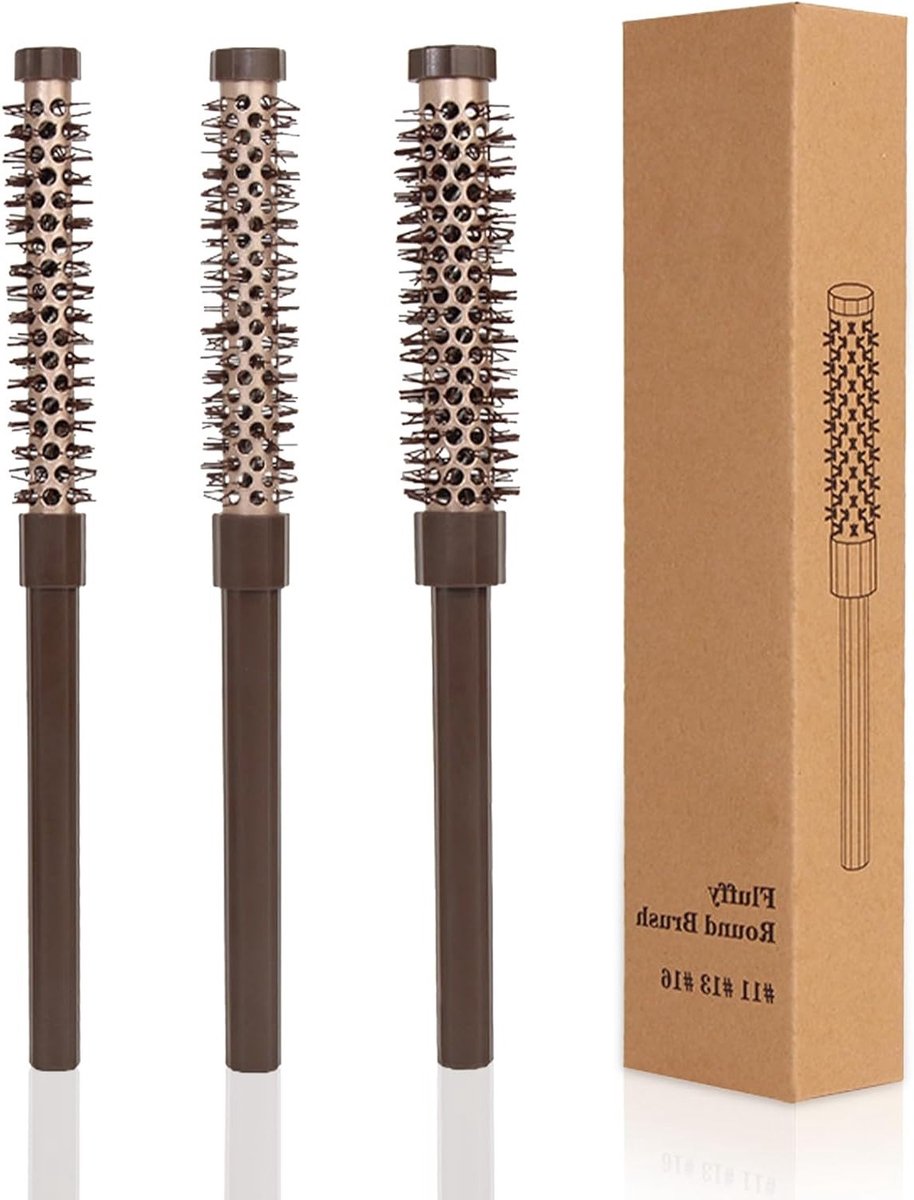 Ronde baardborstel voor het ontklitten, steilen en föhnen van baarden, ideaal voor mannen met een korte tot gemiddelde baard en haar.