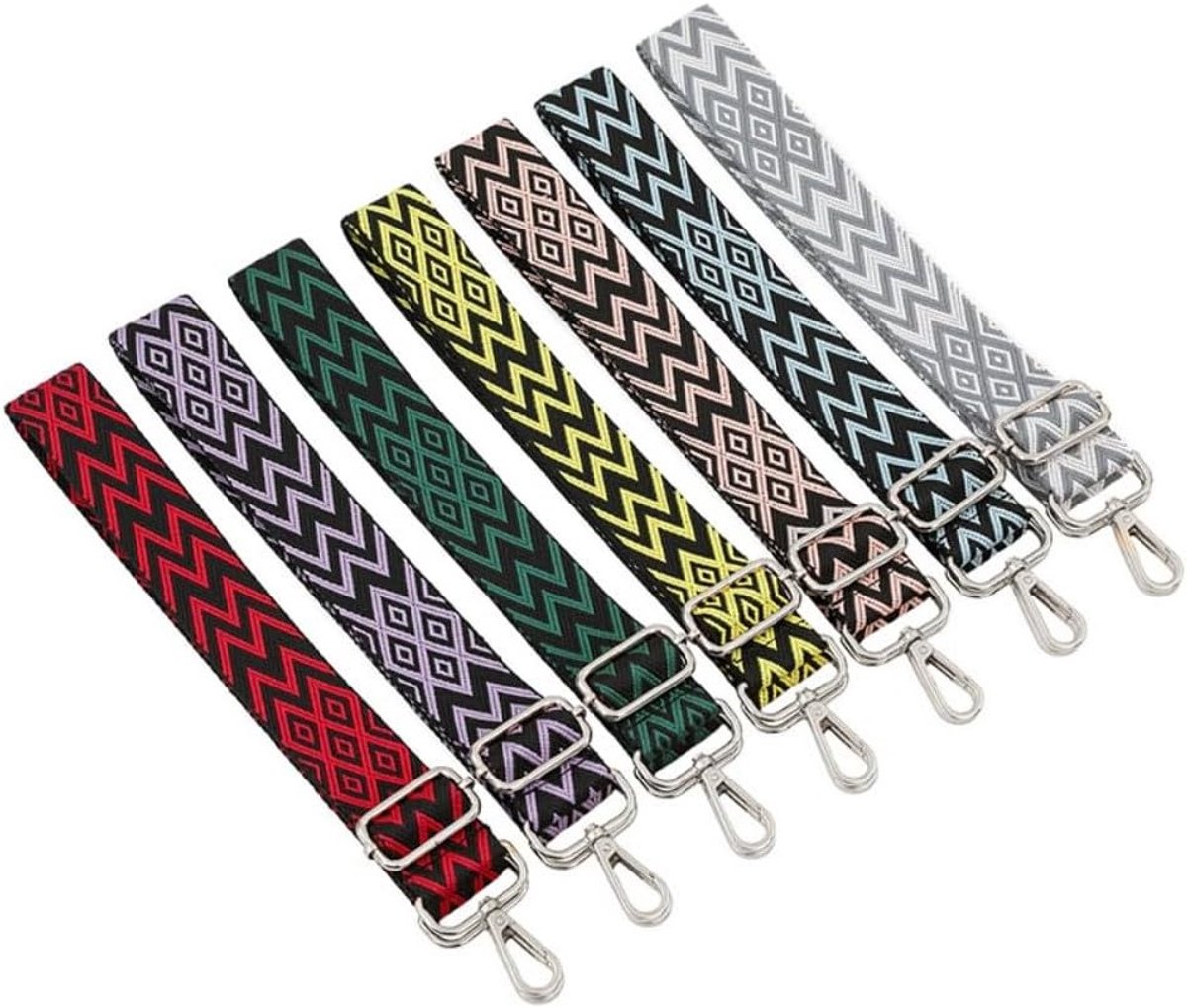 Verstelbare Schouderband voor Dames, 3.8 cm Breed, Ideaal voor Handtassen en Crossbody Tassen, Lengte 75-130 cm, Zwart-Paars Accessoires