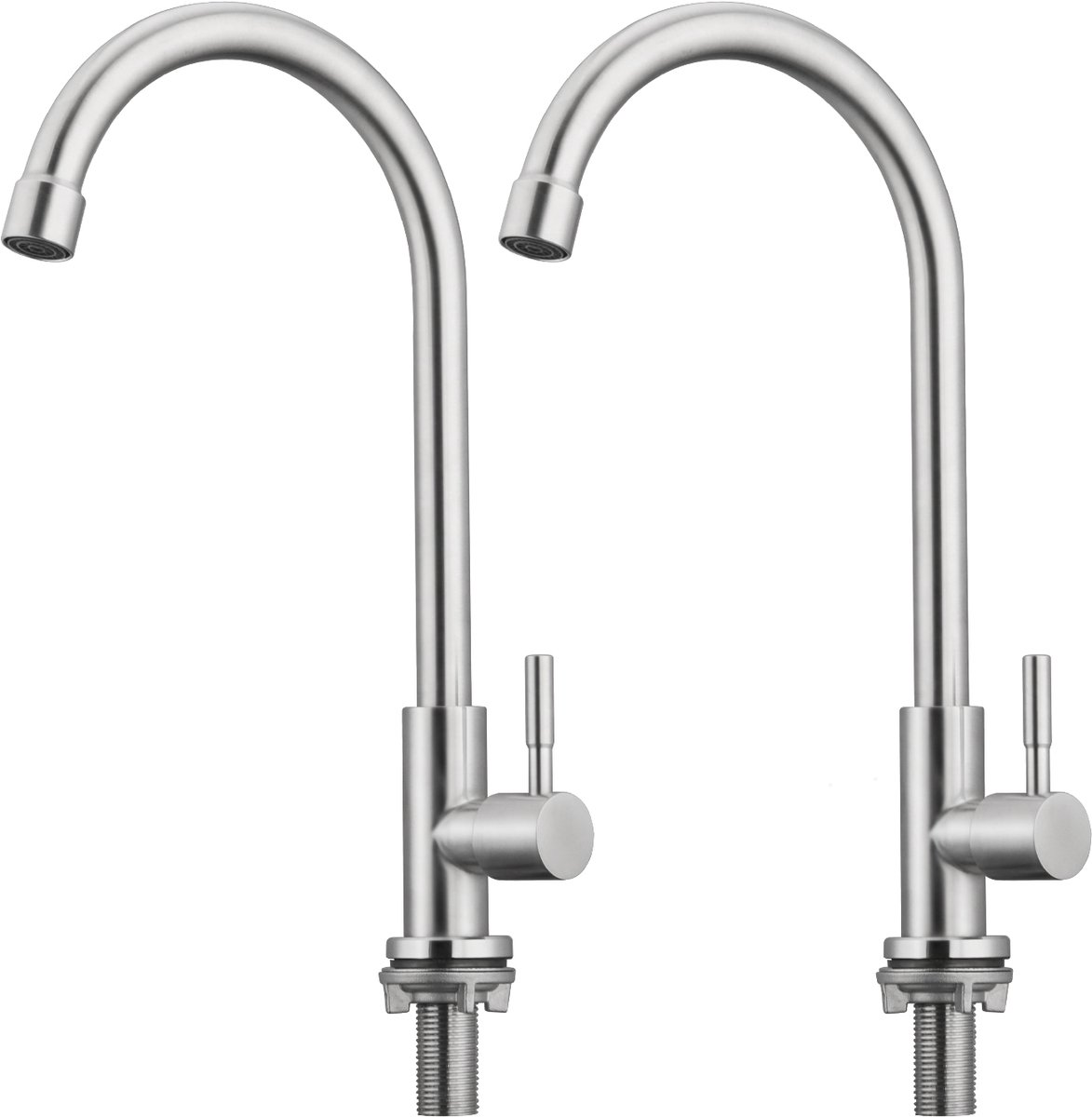Oraymin 2x Keukenkraan Koud Water - Ééngreeps - 360° Draaibaar - Geborsteld RVS
