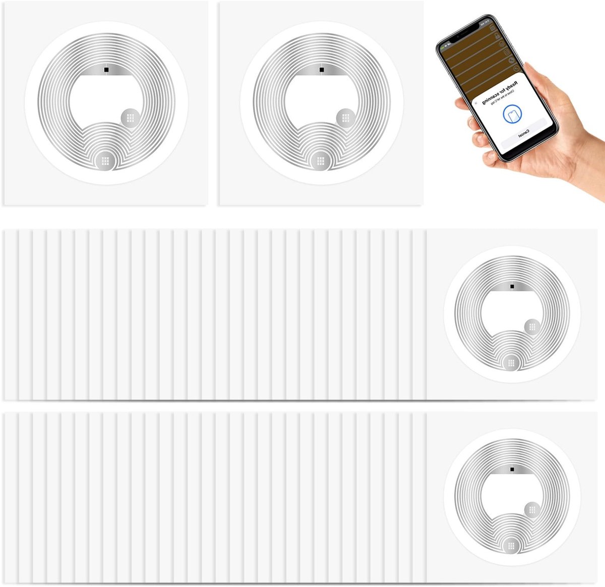 Dailygoods - 60 Stuks Programmeerbare NFC-tags NTAG216