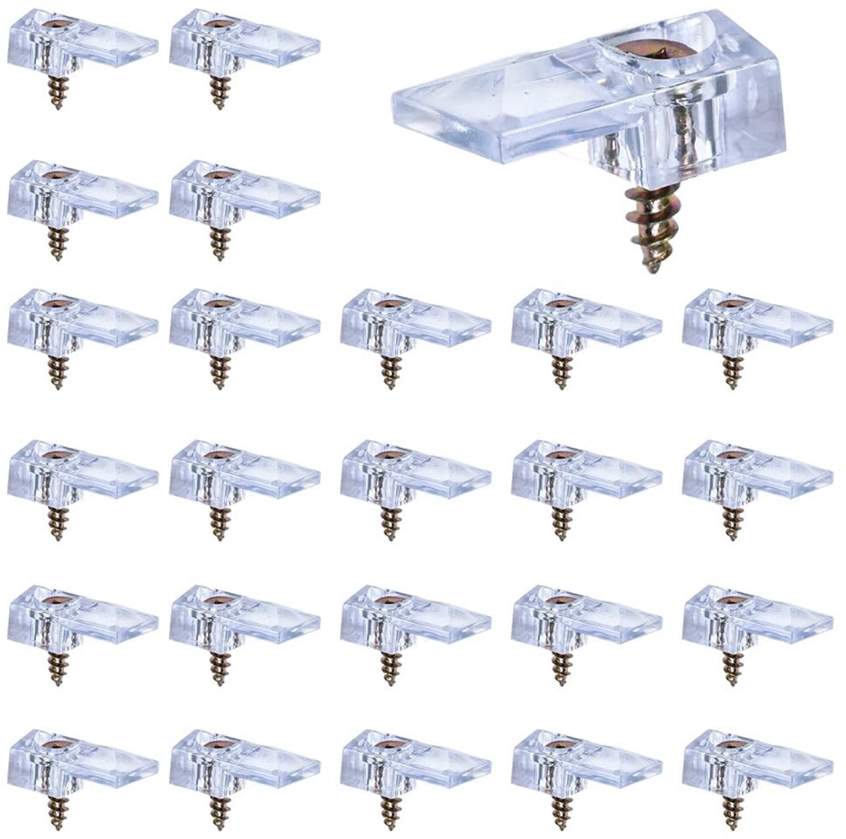 Dailygoods - 25 Transparante Glashouders Clips voor Spiegels en Planken