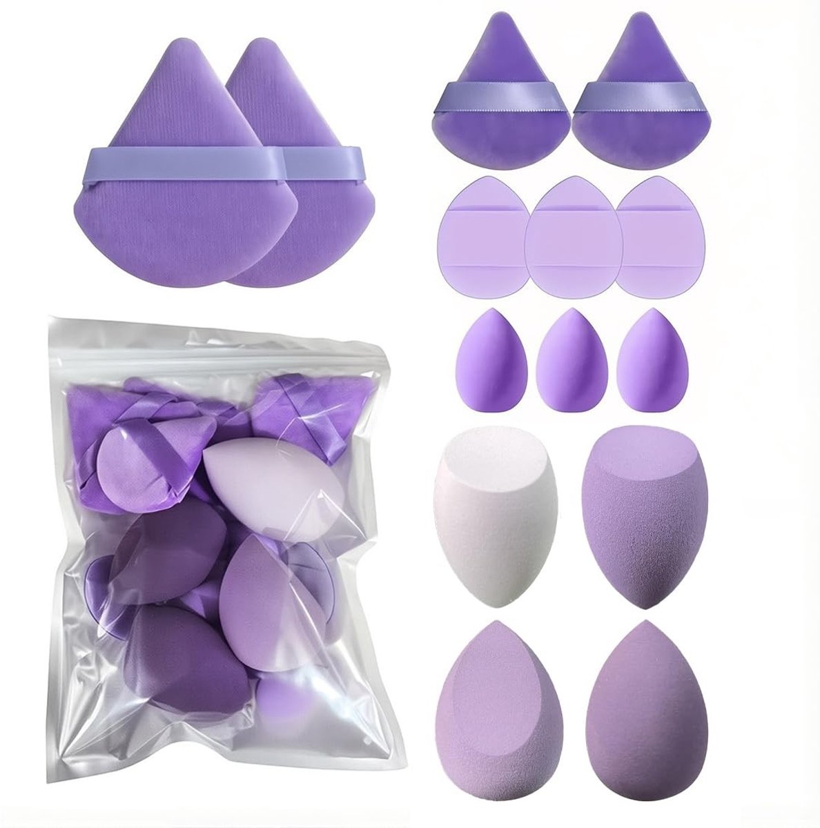 Dailygoods - Set van 14 Latexvrije Make-upsponzen voor Foundation en Poeder