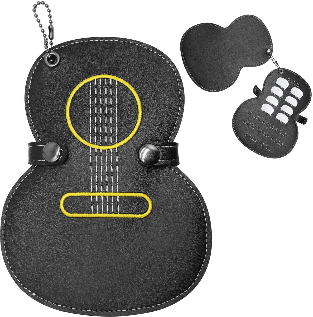 Dailygoods - Leren Gitaar Plectrum Hoes met 17 Slots, Zwart