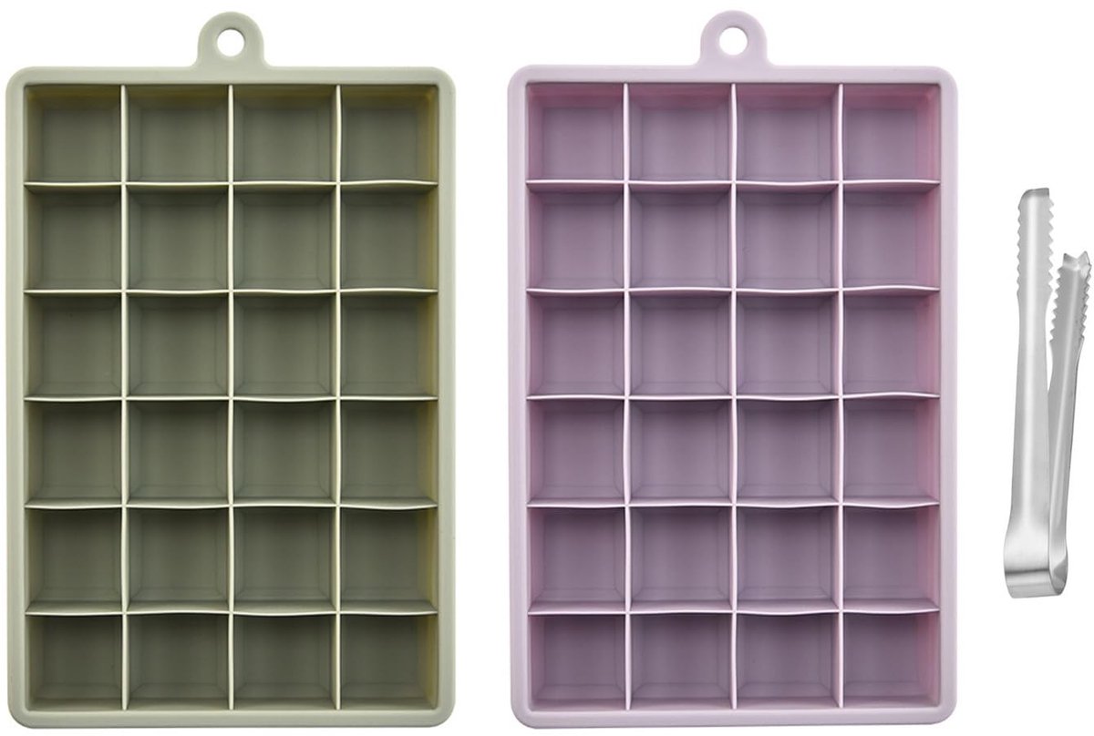 Dailygoods - Set van 2 Vierkante IJsvormen met Deksels en IJsclip