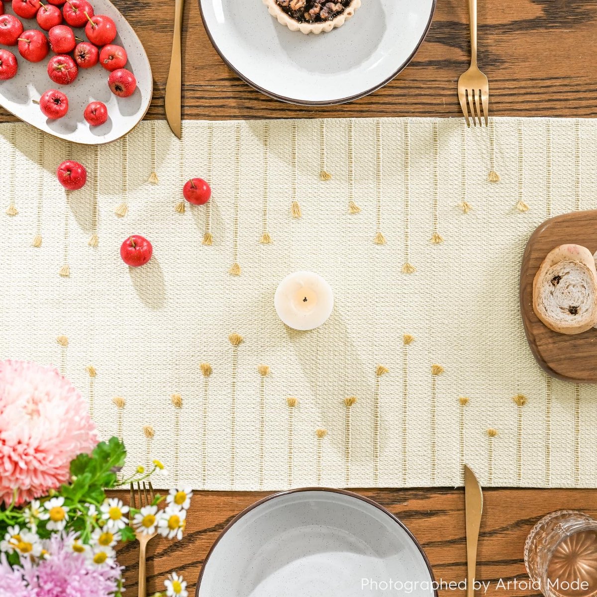 Dailygoods - Boho Tafelloper met Kwastjes voor Eettafel