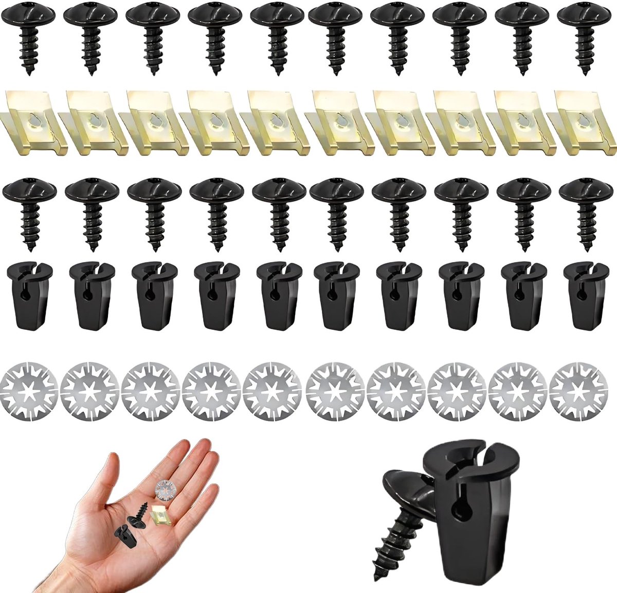 Dailygoods - Set van 50 Autoschroeven en Montageklemmen
