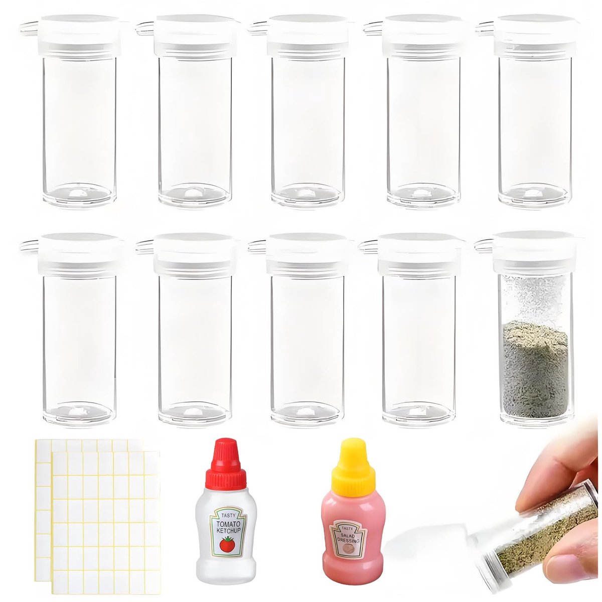 Dailygoods - Set van 10 Mini Zoutvaatjes en Ketchupflessen