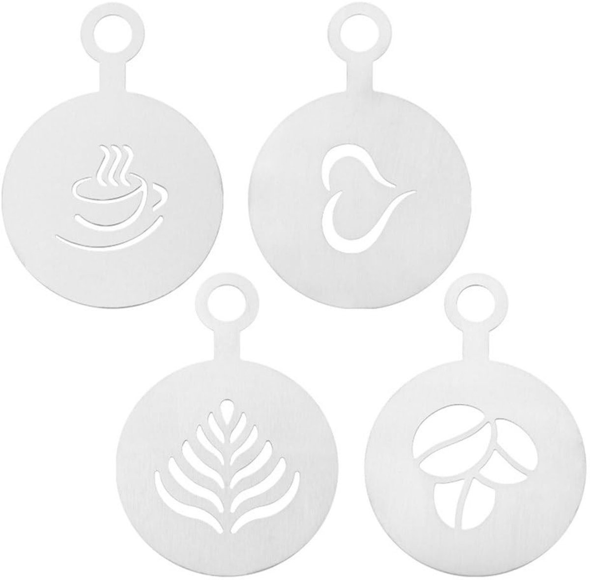 Dailygoods - 4-delige Roestvrijstalen Koffiesjablonen voor Latte Kunst
