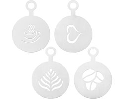 Dailygoods - 4-delige Roestvrijstalen Koffiesjablonen voor Latte Kunst