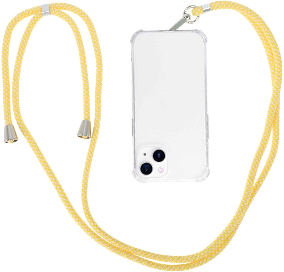 Dailygoods - Telefoonkoord met Universele Patch, Geel/Wit