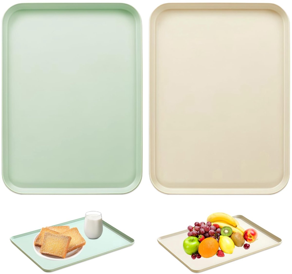 Dailygoods - Set van 2 Plastic Dienbladen 30,8 x 22,2 cm voor Voedselserving