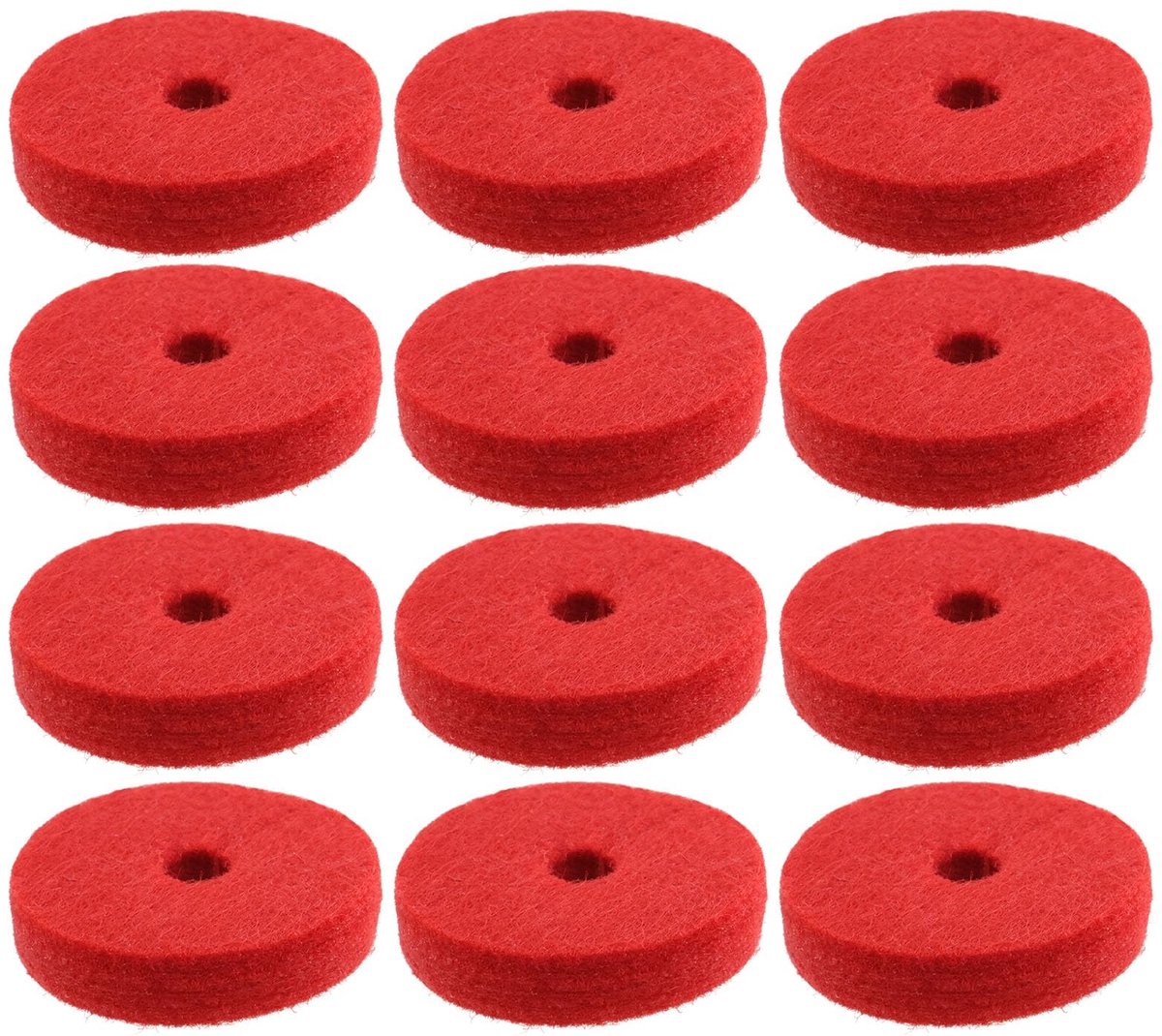 Dailygoods - Set van 12 Rode Vilten Pads voor Drumstellen