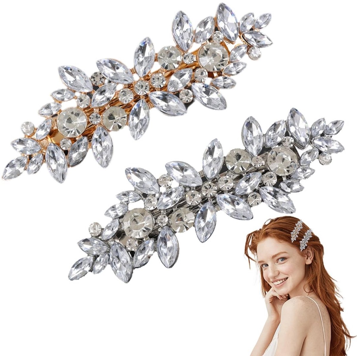 Dailygoods - 2 Stuks Strass Haarspelden voor Bruiden en Ceremonies