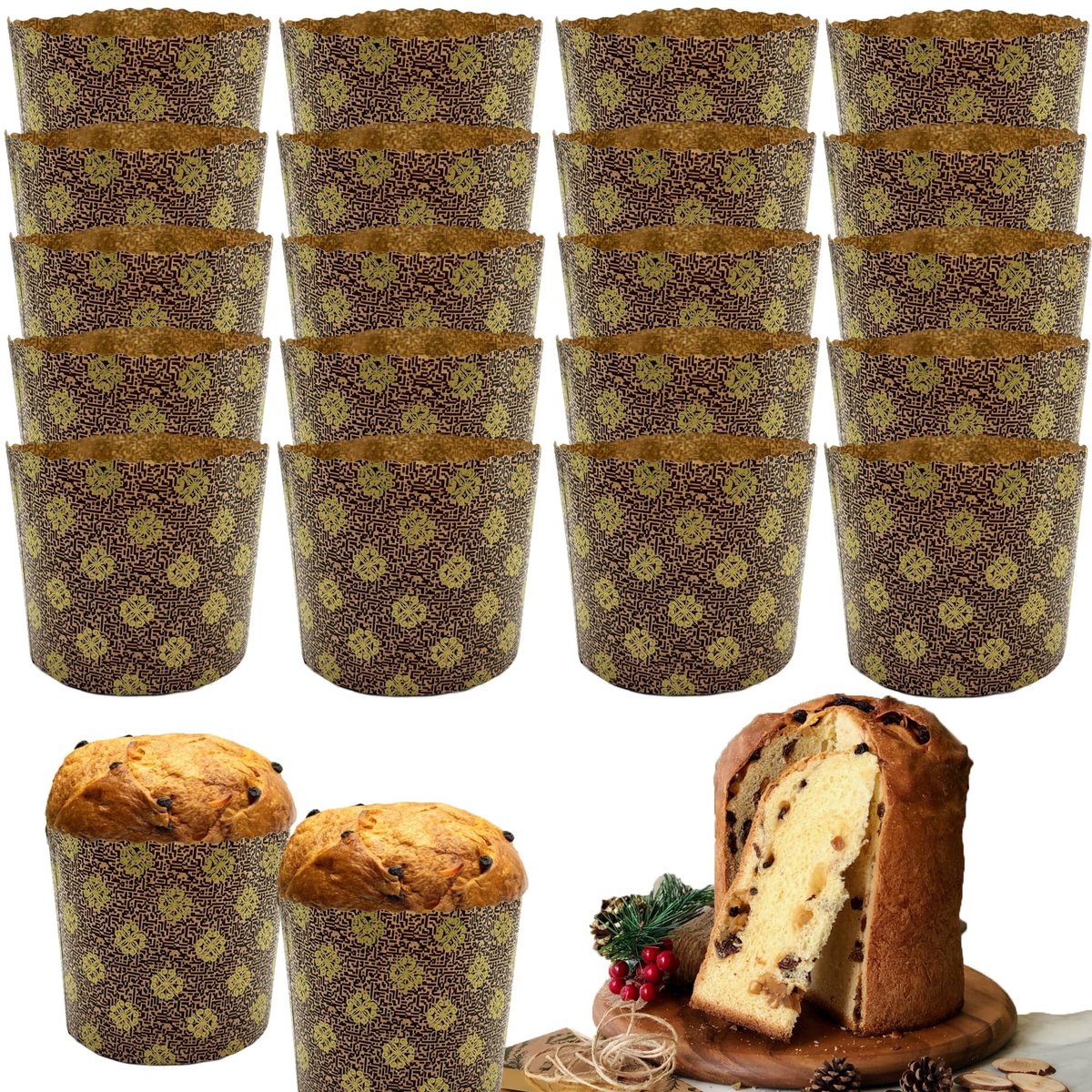 Dailygoods - 20 Stuks Hittebestendige Papieren Vormen voor Panettone Cake