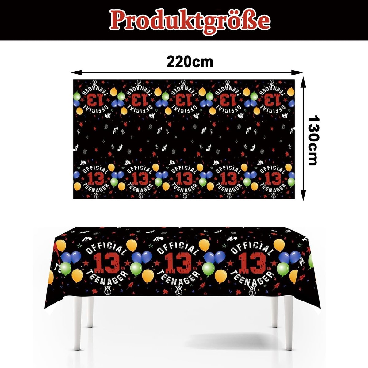 Dailygoods - Tafelkleed voor 13e Verjaardag, 130x220 cm