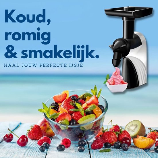 IJsmachine - IJsmaker - Softijs Machine Voor Thuis - Inclusief Recepten - 6 Verschillende Opzetstukken - Wit/Zwart — afbeelding 3