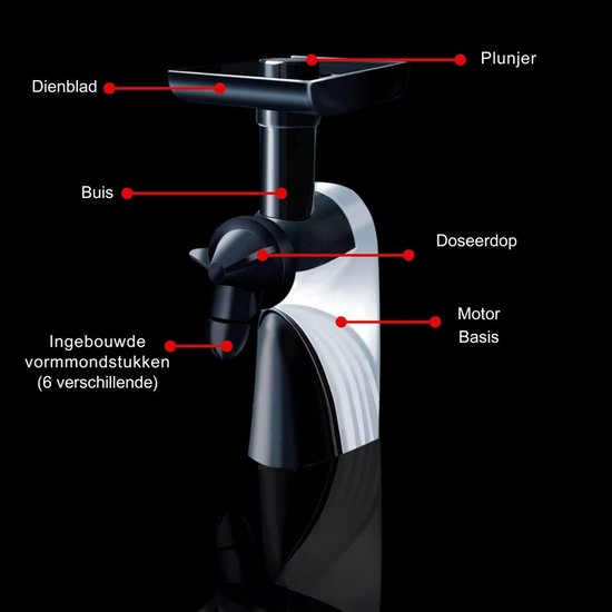 IJsmachine - IJsmaker - Softijs Machine Voor Thuis - Inclusief Recepten - 6 Verschillende Opzetstukken - Wit/Zwart — afbeelding 4
