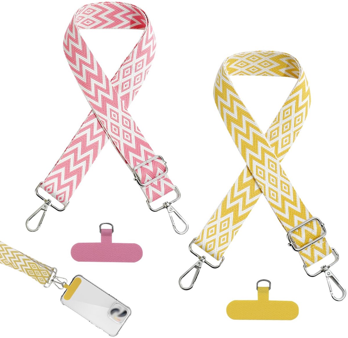 Dailygoods - Verstelbare Telefoonkoord met 4 Haken voor Mobiele Telefoon