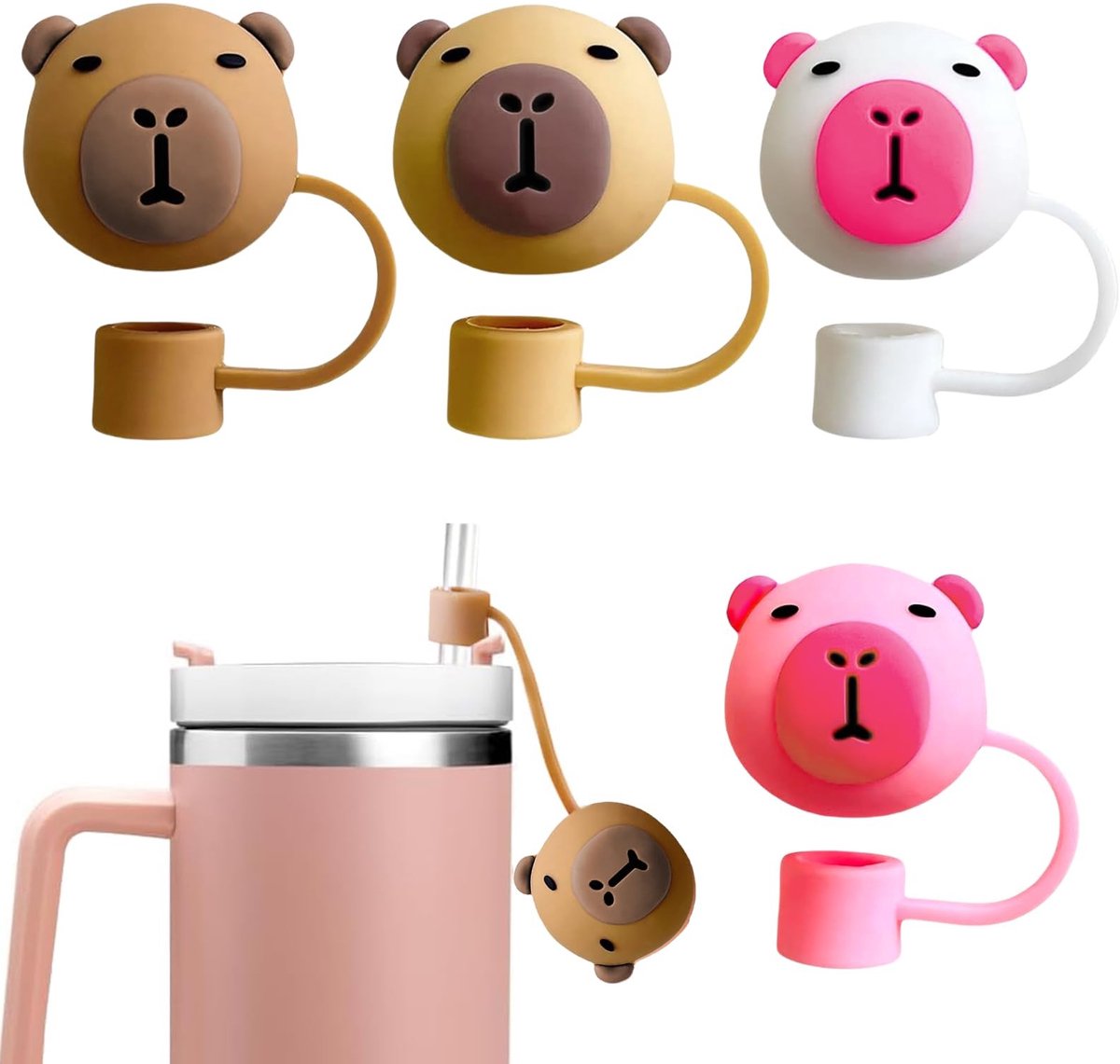 Dailygoods - Siliconen Rietje Beschermhoezen met Schattige Ontwerpen