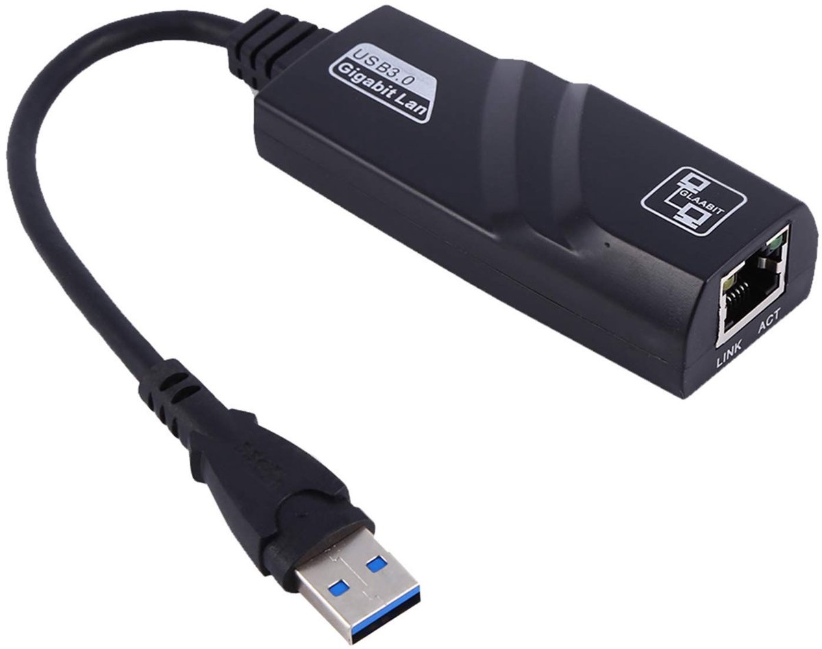 Dailygoods - Dailygoody - USB 3.0 bekabelde netwerkkaart - Gigabit ethernet-adapter - Zwart - USB naar RJ45 - Voor OS X en Linux - Netwerkadapter