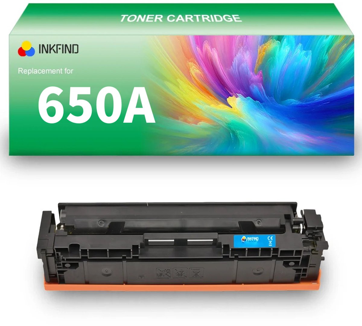 INKFIND 650A (CE271A) Cyaan tonercartridge compatibel met HP 650A (CE271A) Cyaan - 1-pack Cyan