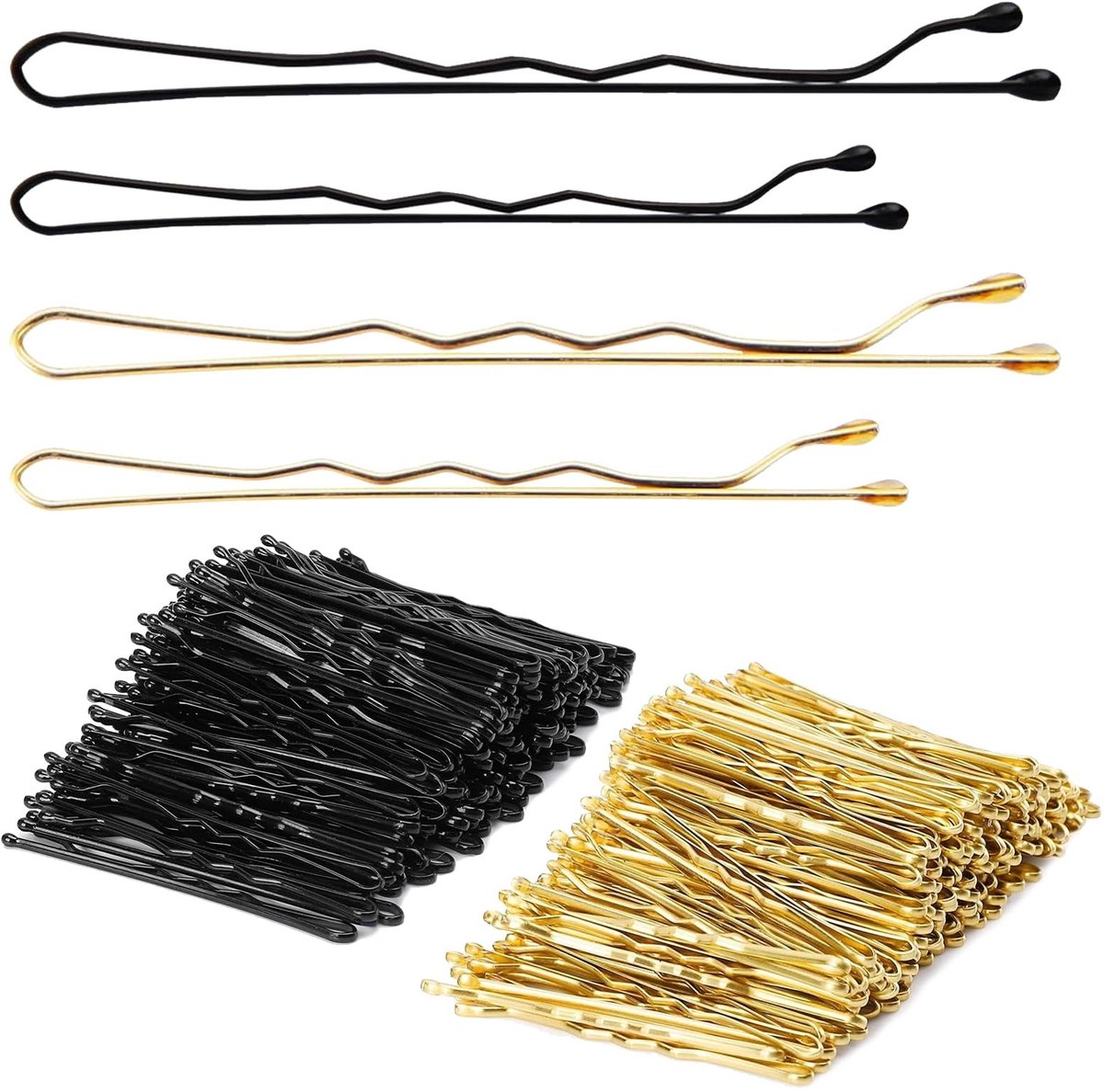 Dailygoods - Dailygoody - Haarspelden Set - Mini Haargrips - Perfecte Haarstyling - Goud en Zwart - Bobbyspelden - Geschikt voor Kinderen en Vrouwen