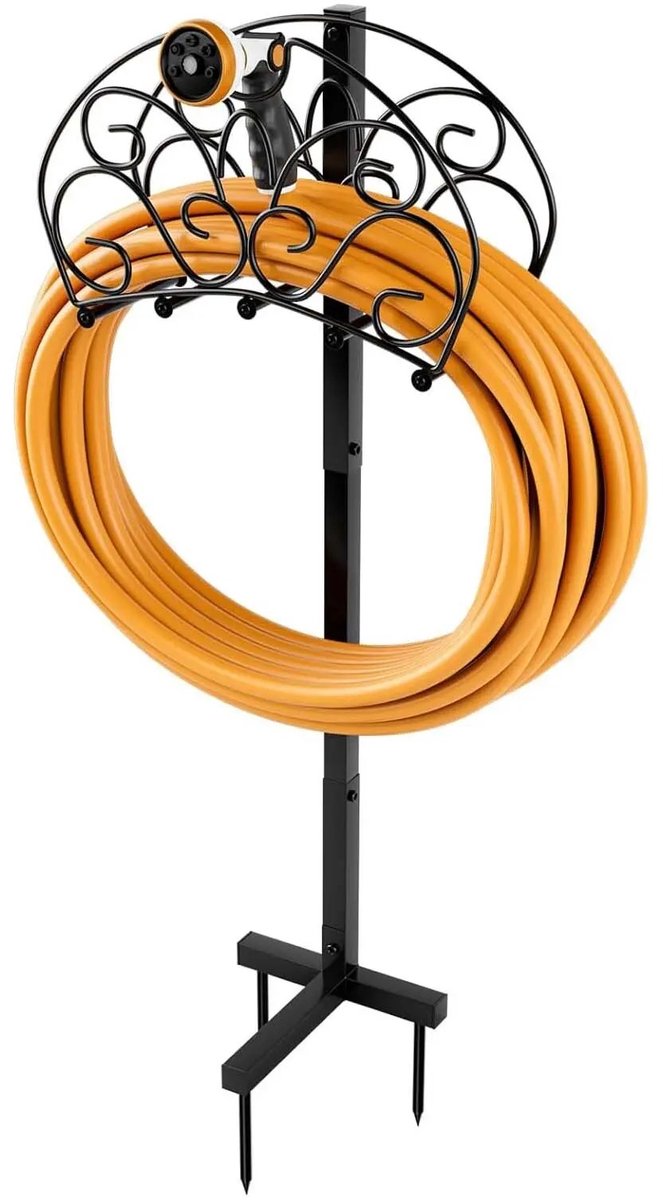 SmartLiving.Store - Tuinslanghouder - Tuinslangrek - Slanghouder - Draagkracht 45m slang en 10kg - 106,5 m - Metaal - Zwart